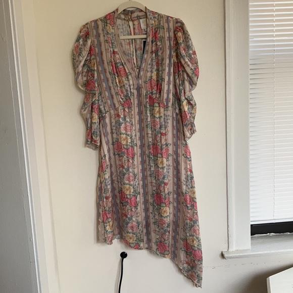 NWT Anna Sui Womens Dress Sz 12  Sheer Whimsy Floral Cottagecore Coquette Pastel - Picture 4 of 16